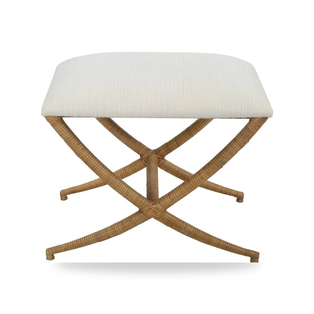 كراسي ومقاعد فاخرة - Uttermost Expedition White Fabric Small Bench - طراز 23751-UTT