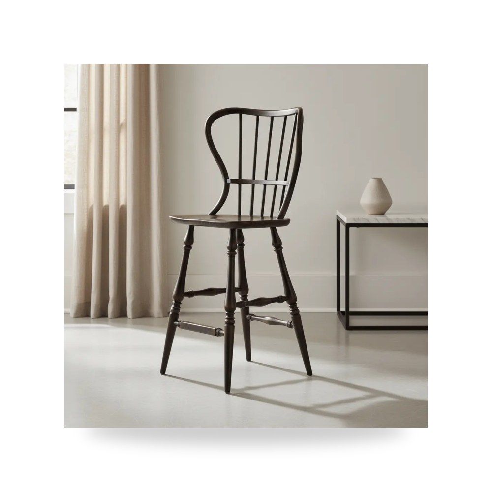 مقعد بار عالي فاخر - كرسي بار أسود معتمد - من Hooker Furniture - طراز 5805-75361-99