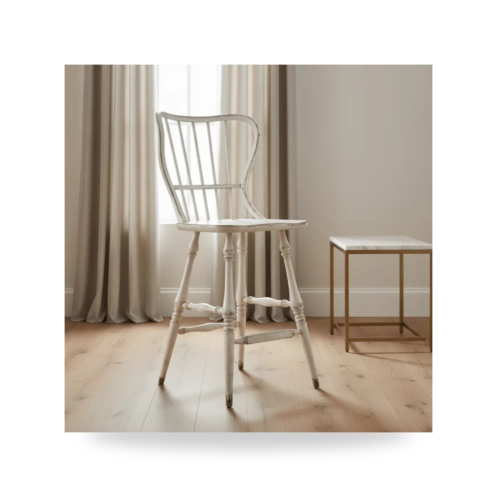 مقعد بار عالي فاخر - كرسي بار أبيض معتمد - من Hooker Furniture - طراز 5805-75361-02
