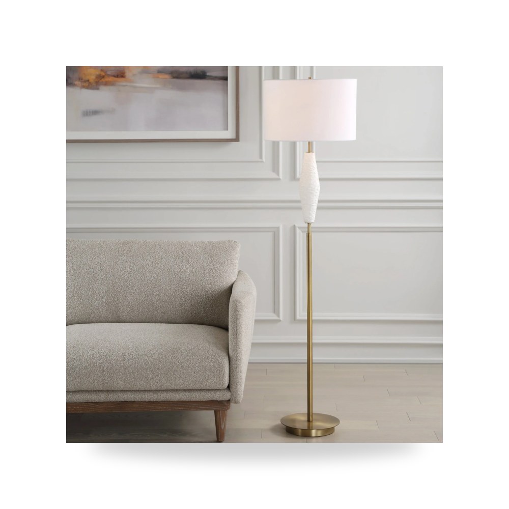 مصباح طاولة ديكوري - Textured White Ceramic Floor Lamp - من Uttermost - طراز 30352-UTT
