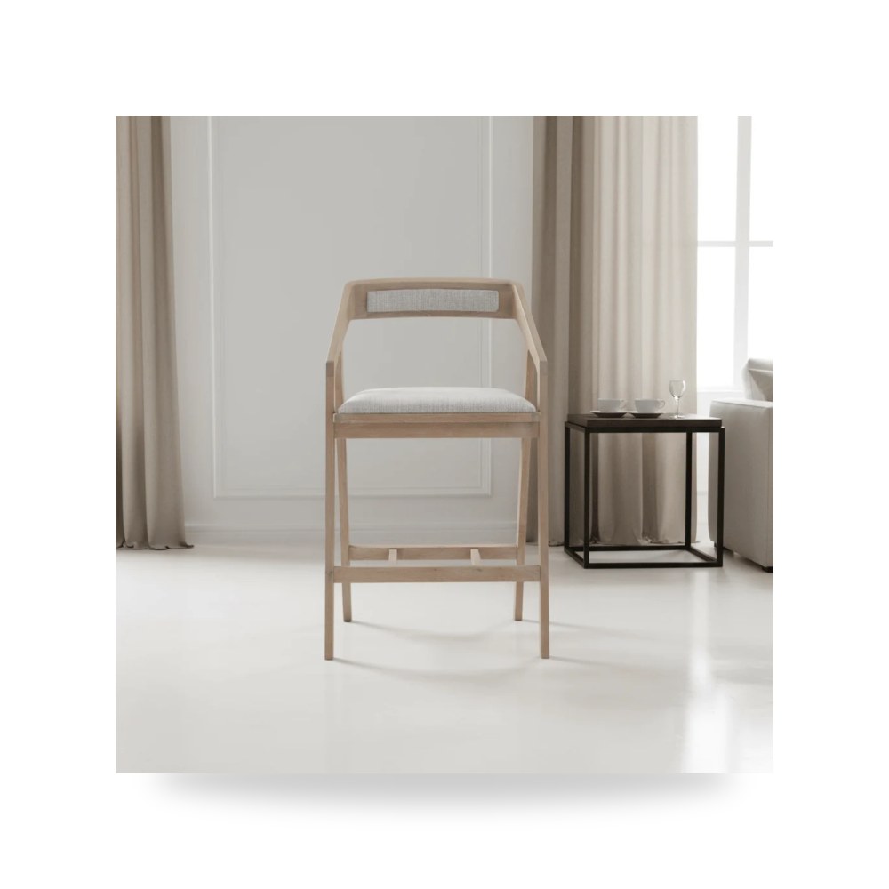 كراسي ومقاعد فاخرة - Padma Oak Counter Stool Light Grey - من Moe's Home - طراز BC-1092-29