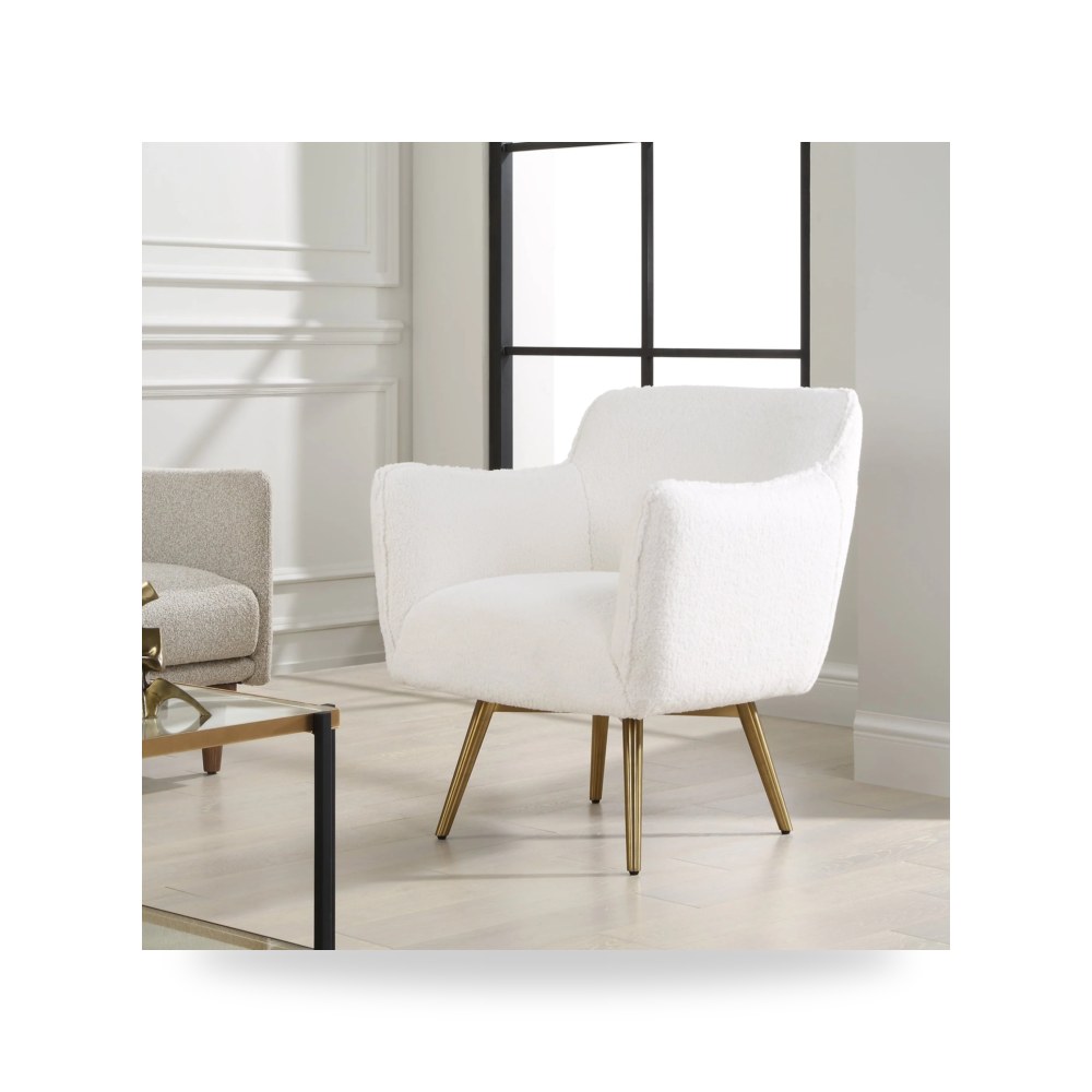 كرسي جلوس بتصميم أنيق - كرسي أبيض Oasis Swivel Uttermost - طراز 23805-UTT