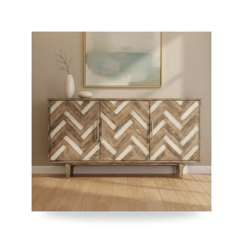 بوف ومسند قدم عثماني - بوفيه كونسول أحمر Hooker موديل 638 85389 MWD - من Hooker Furniture