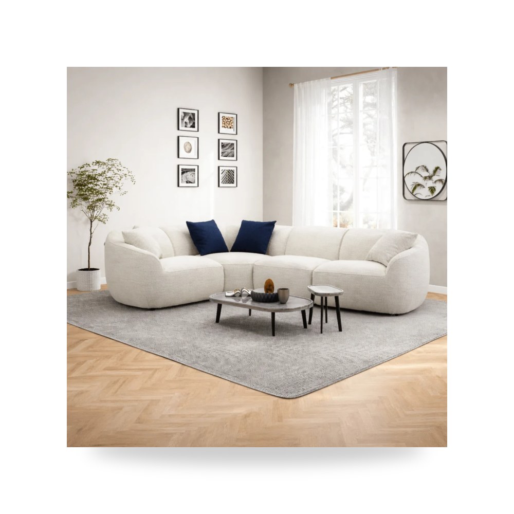 كراسي ومقاعد فاخرة - أريكة زاوية أبيض Mulhouse - طراز KF.8050-15