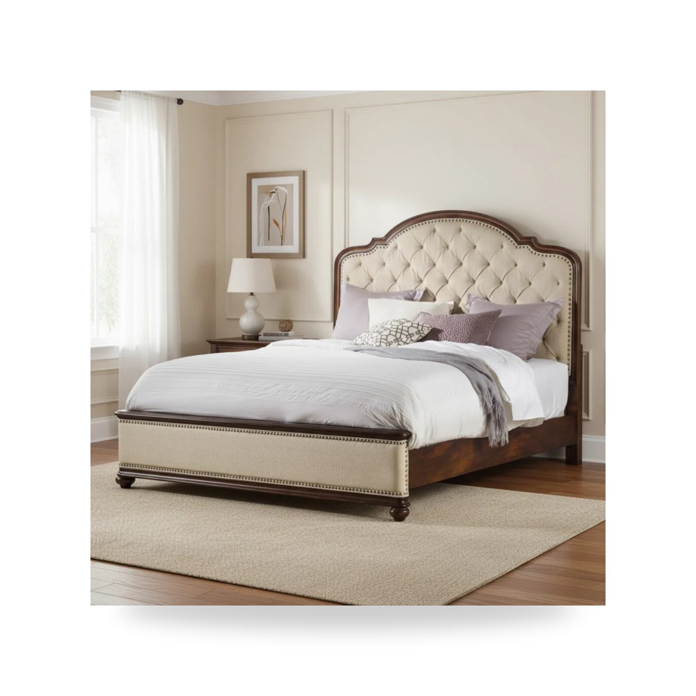 سرير نوم كينج منجد مع خشب موديل Leesburg من Hooker Furniture