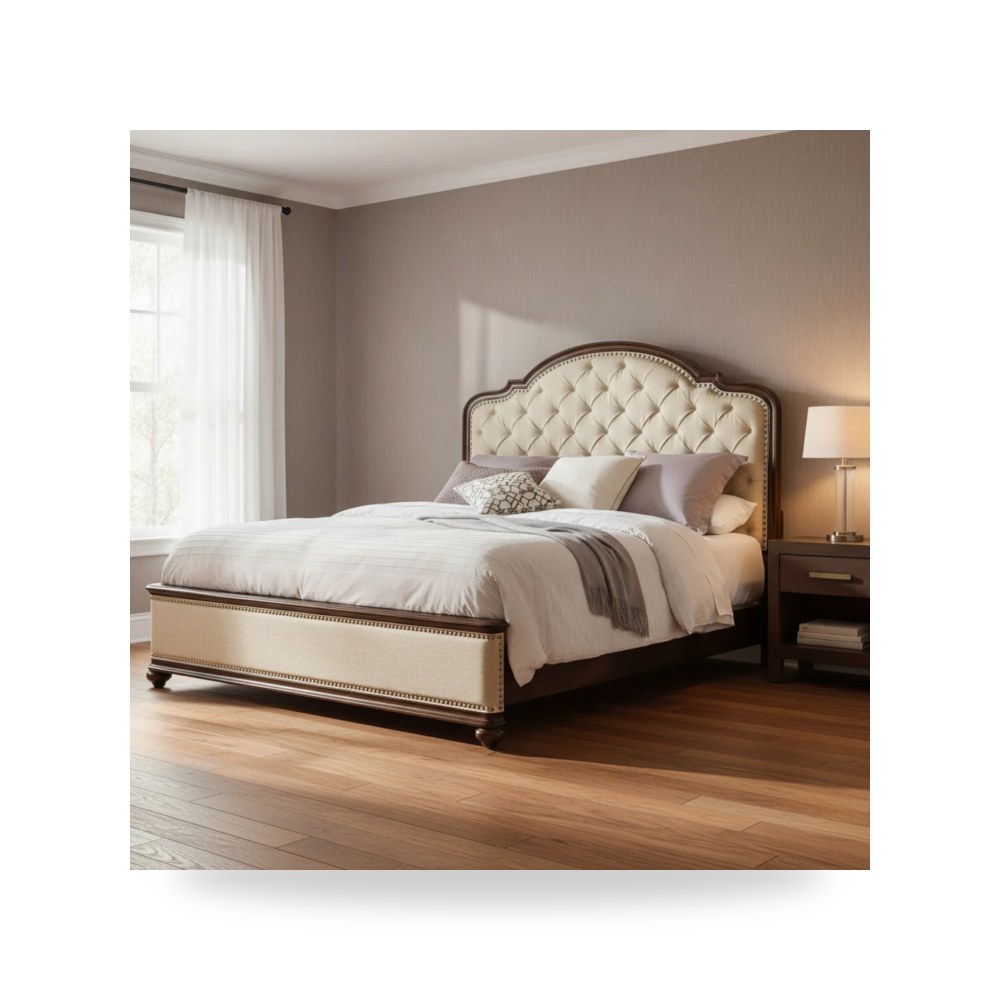 سرير نوم كاليفورنيا كينج منجد مع خشب موديل Leesburg من Hooker Furniture