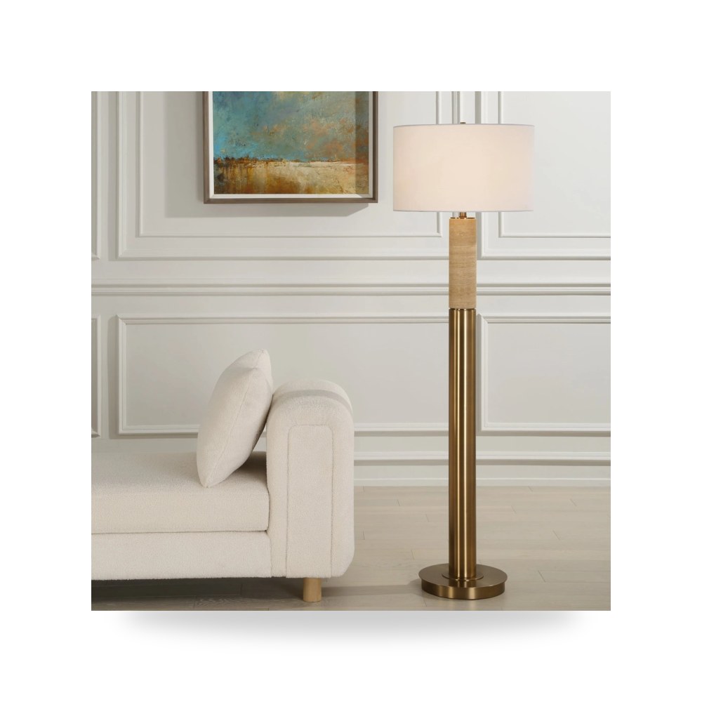 مصباح طاولة ديكوري - Knox Solid Travertine Floor Lamp - من Uttermost - طراز 30294-UTT