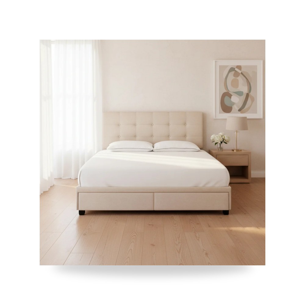 سرير نوم فاخر - Modern Biscuit Tufted Upholstered Headboard Bed Gray - من Hooker