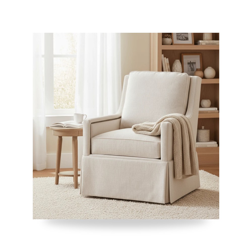كرسي جلوس بتصميم أنيق - Product OverviewKelly Skirted Swivel Chair - من Fairfield Chair