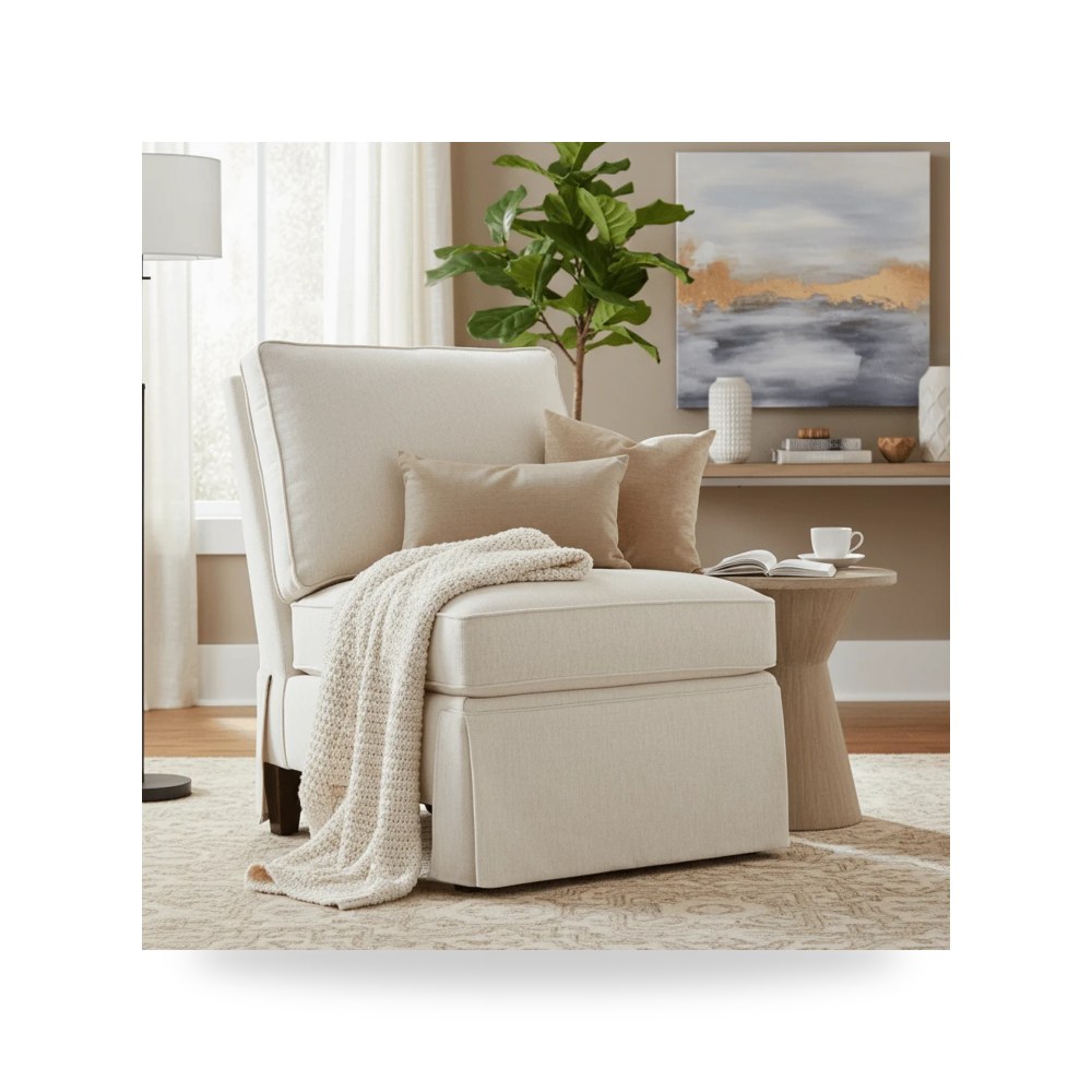 كراسي ومقاعد فاخرة - Product OverviewKelly Skirted Armless أريكة - من Fairfield Chair