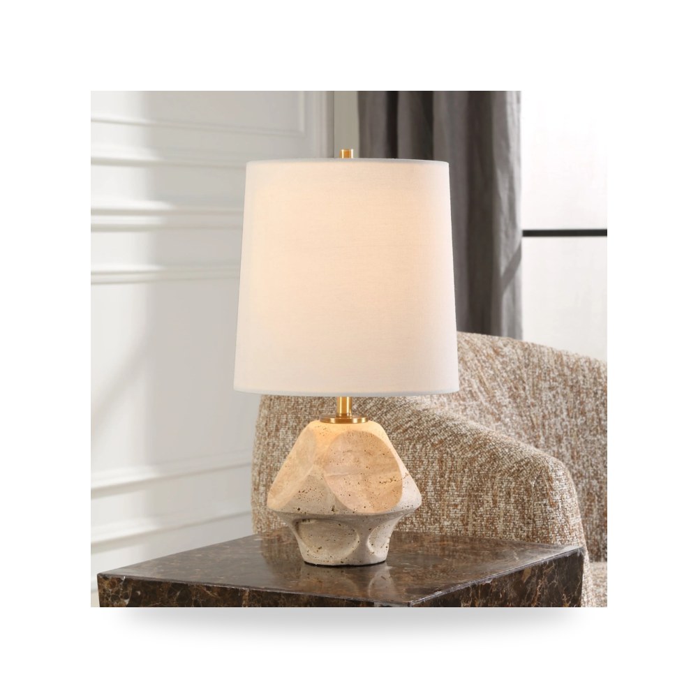 مصباح طاولة ديكوري - Scooped Travertine Accent Lamp - من Uttermost - طراز 30414-1-UTT