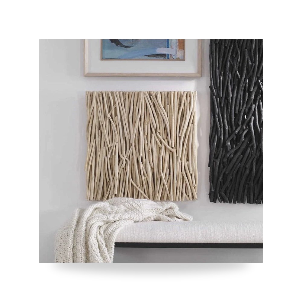 أضواء ديكورية - Gathered Teak Square Wood Wall Decor - من Uttermost - طراز 04352-UTT