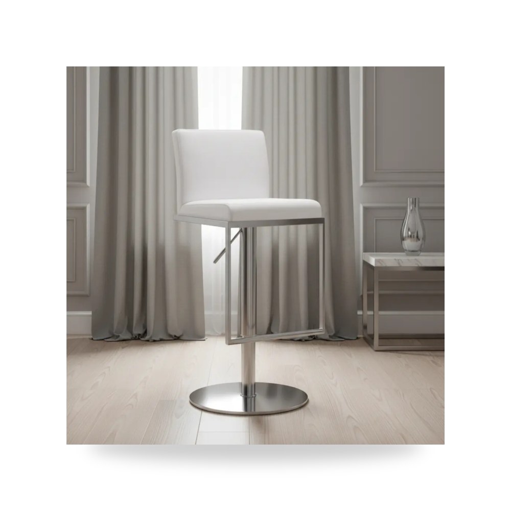 كرسي جلوس بتصميم أنيق - كرسي فولاذ أبيض Amalfi Barstool TOV - من TOV Furniture
