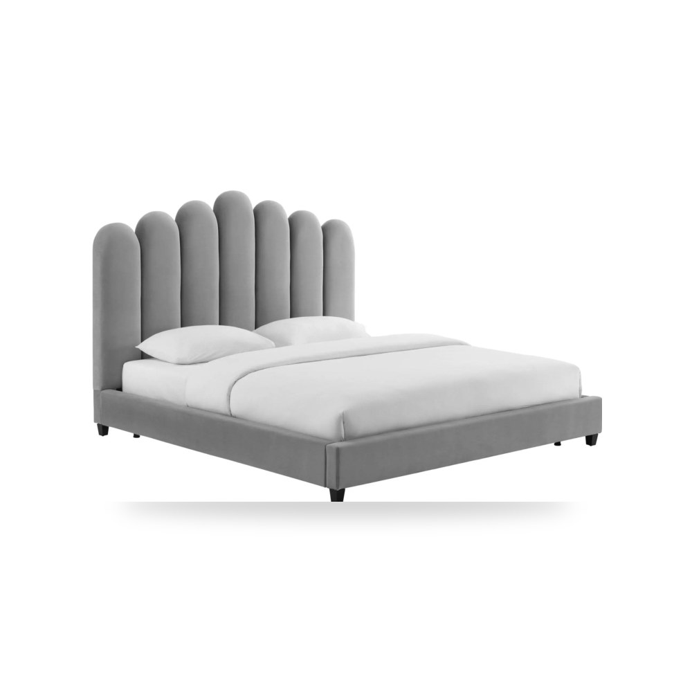 سرير نوم فاخر - سرير قطيفة رمادي Celine Queen TOV - من TOV Furniture - طراز TOV-B6312