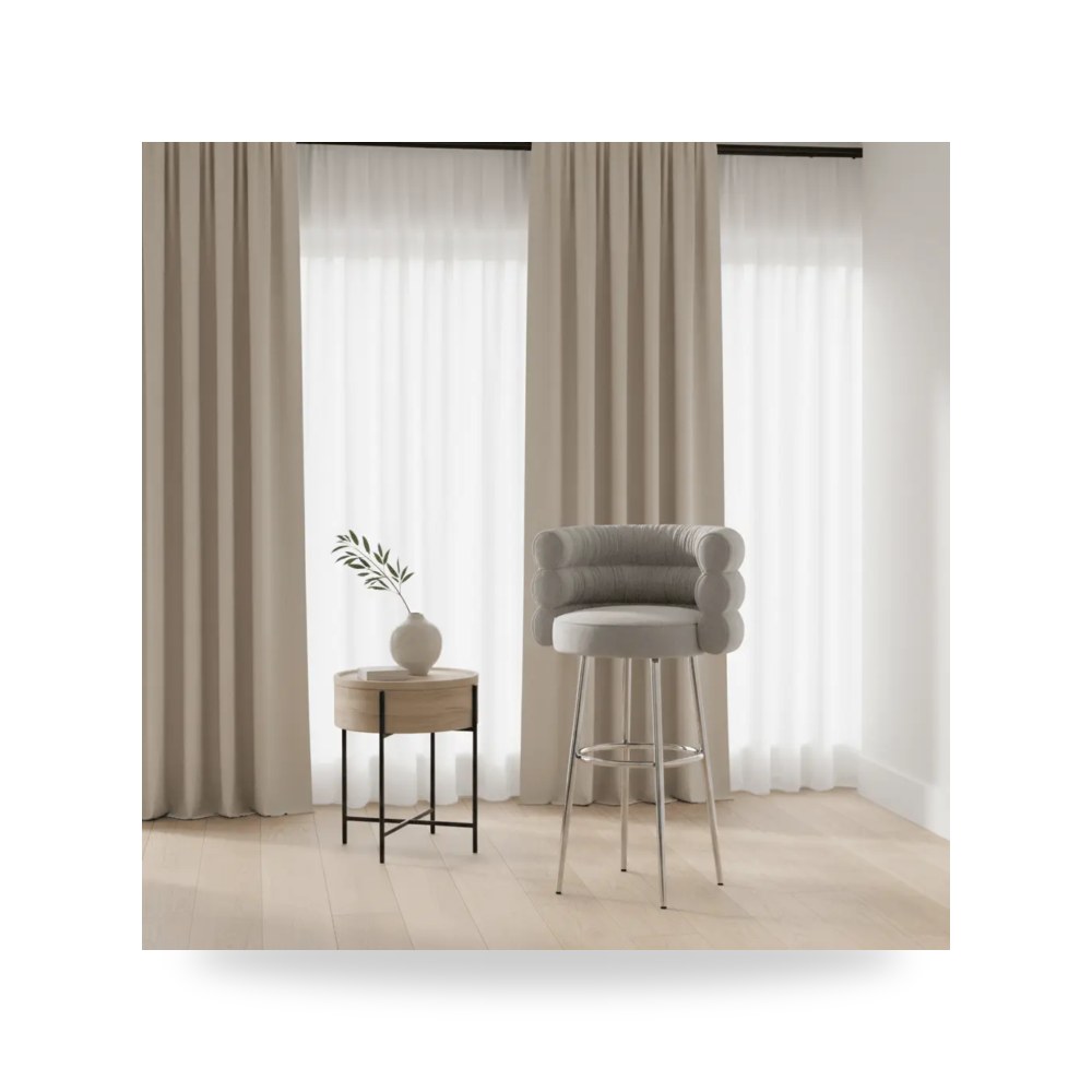 كرسي جلوس بتصميم أنيق - كرسي قطيفة رمادي Betty Barstool TOV - من TOV Furniture