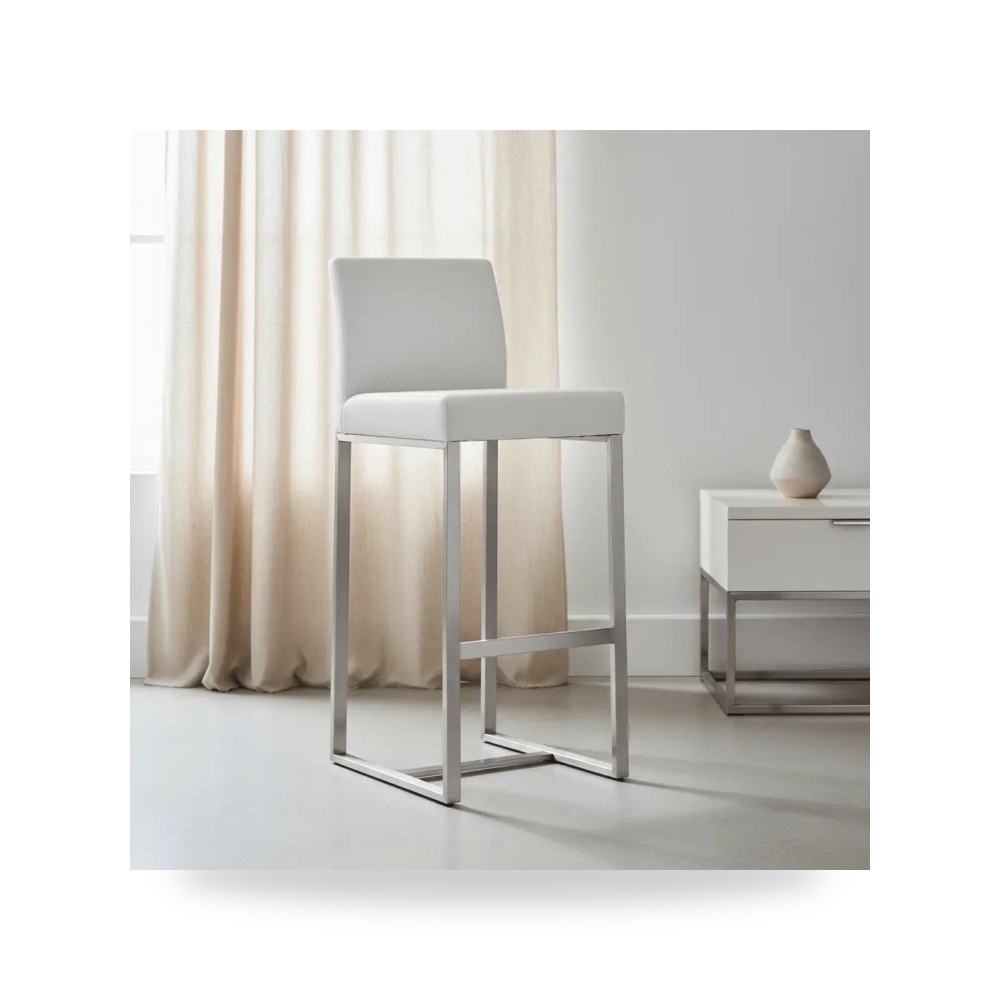 كرسي جلوس بتصميم أنيق - كرسي فولاذ أبيض Denmark Barstool TOV - من TOV Furniture