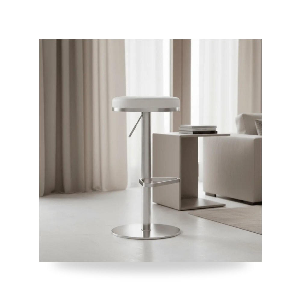 كرسي جلوس بتصميم أنيق - كرسي فولاذ أبيض Fano Barstool TOV - من TOV Furniture