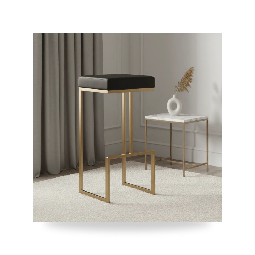 كرسي جلوس بتصميم أنيق - كرسي فولاذ أسود Ferrara Barstool TOV - من TOV Furniture