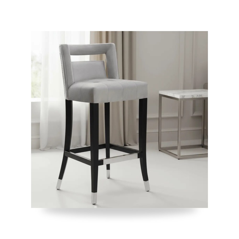 كرسي جلوس بتصميم أنيق - كرسي قطيفة رمادي Hart Counter TOV - من TOV Furniture