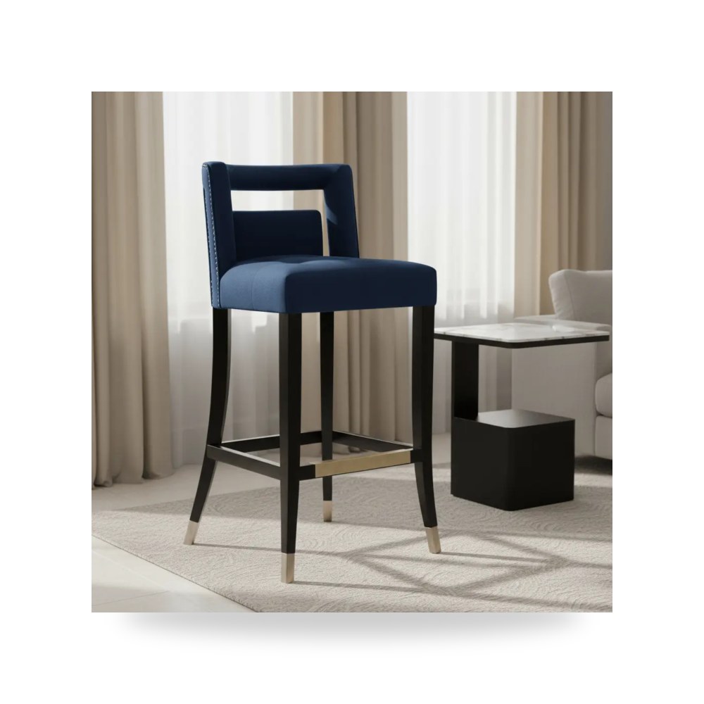 مقعد بار عالي فاخر - كرسي بار قطيفة كحلي Hart TOV - من TOV Furniture - طراز TOV-BS23