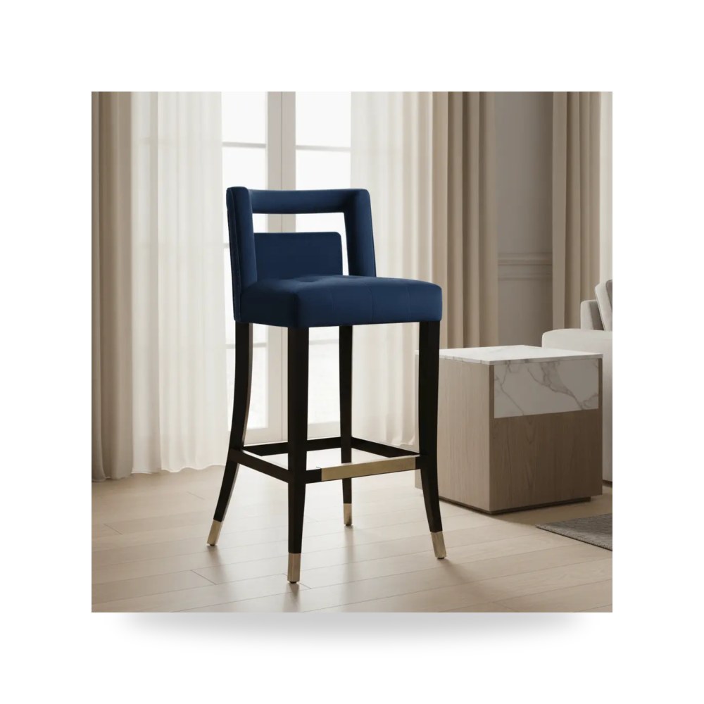 كرسي جلوس بتصميم أنيق - كرسي قطيفة كحلي Hart Counter TOV - من TOV Furniture