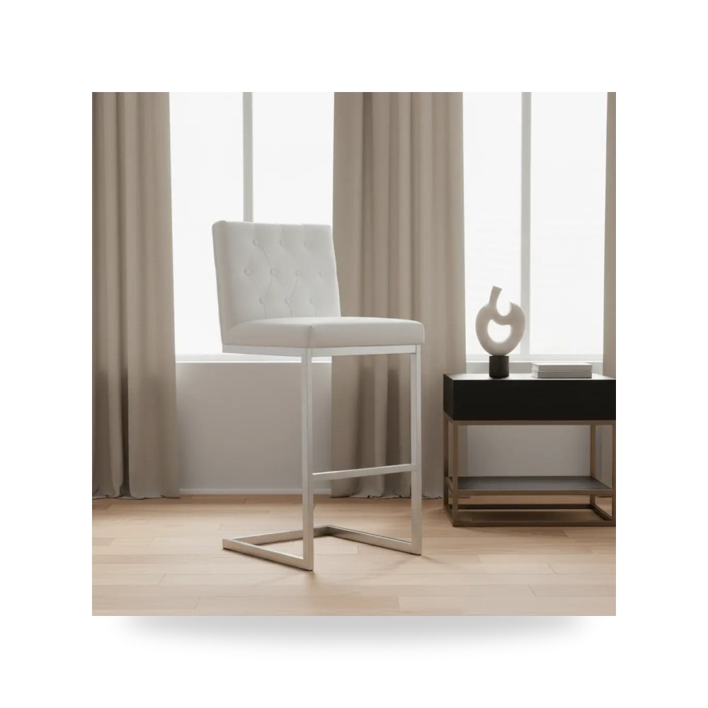 كرسي جلوس بتصميم أنيق - كرسي فولاذ أبيض Helsinki Barstool TOV - من TOV Furniture