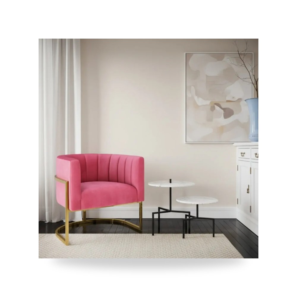 كرسي جلوس بتصميم أنيق - كرسي قطيفة وردي Magnolia TOV - من TOV Furniture - طراز TOV-S6427