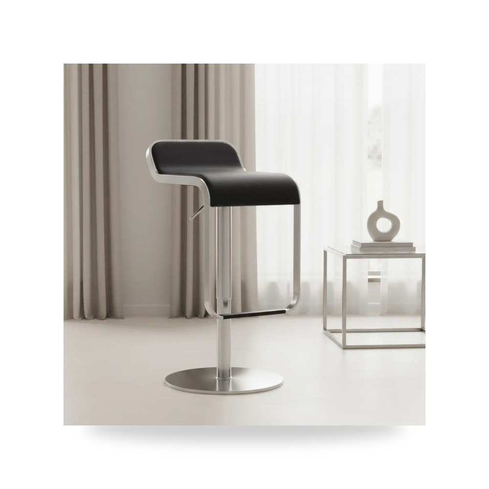 كراسي ومقاعد فاخرة - Napoli Black Steel Adjustable Barstool - من TOV Furniture