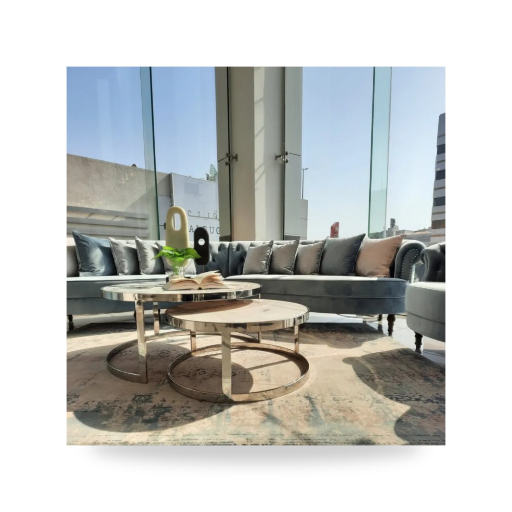 طاولة قهوة لغرفة المعيشة Marble فضي روتس