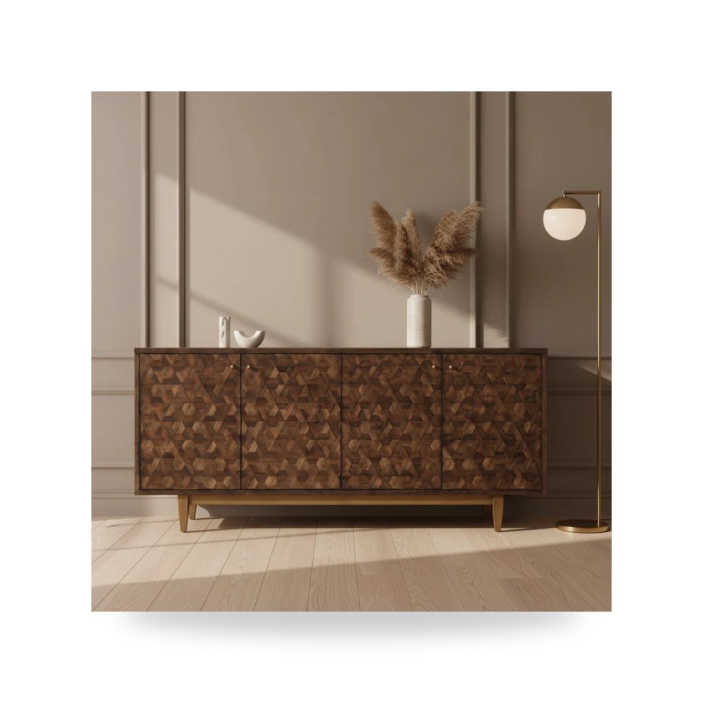 بوف ومسند قدم عثماني - بوفيه كونسول أحمر Hooker موديل 638 85520 85 - من Hooker Furniture