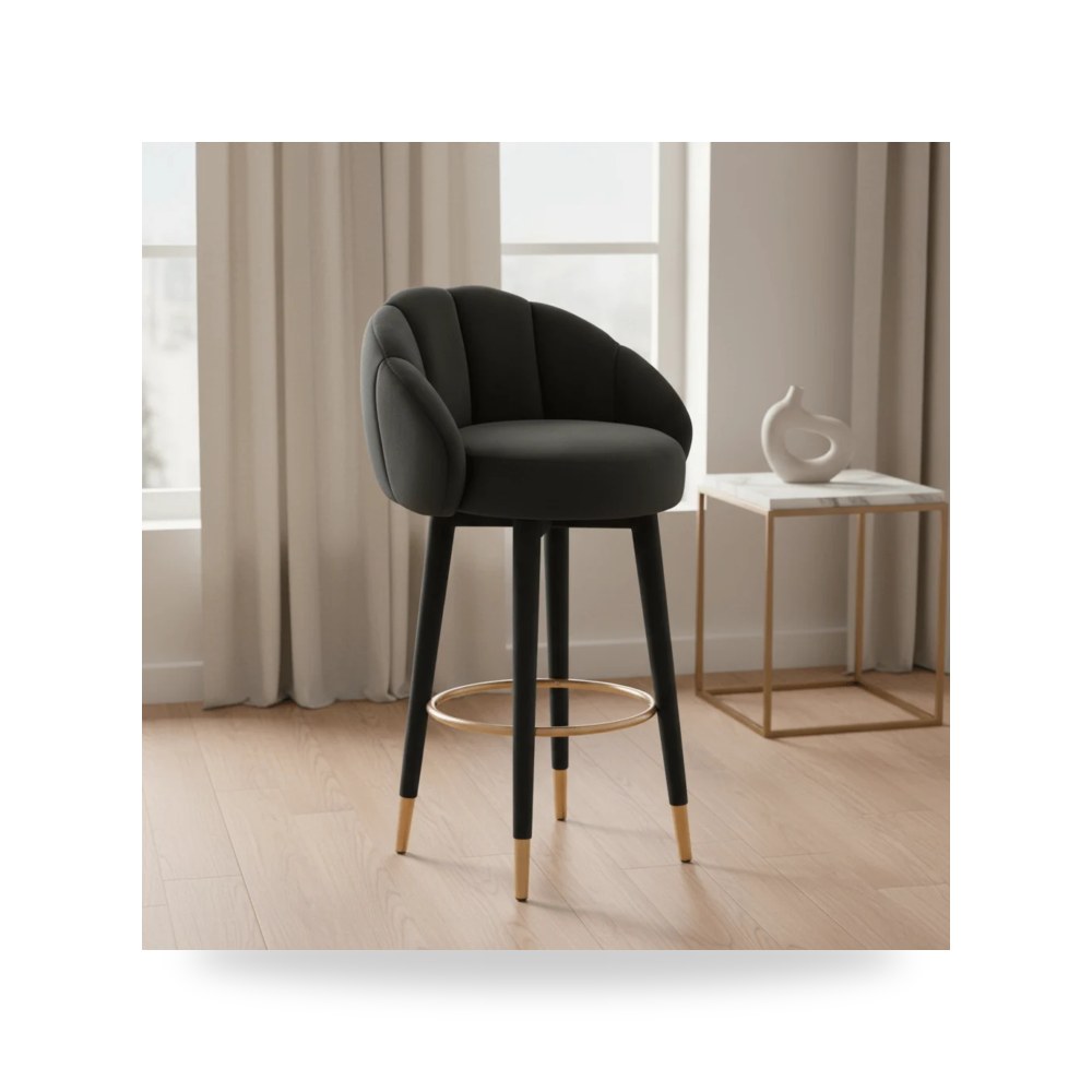 مقعد بار عالي فاخر - كرسي بار أسود Myla Swivel TOV - من TOV Furniture - طراز TOV-D68244