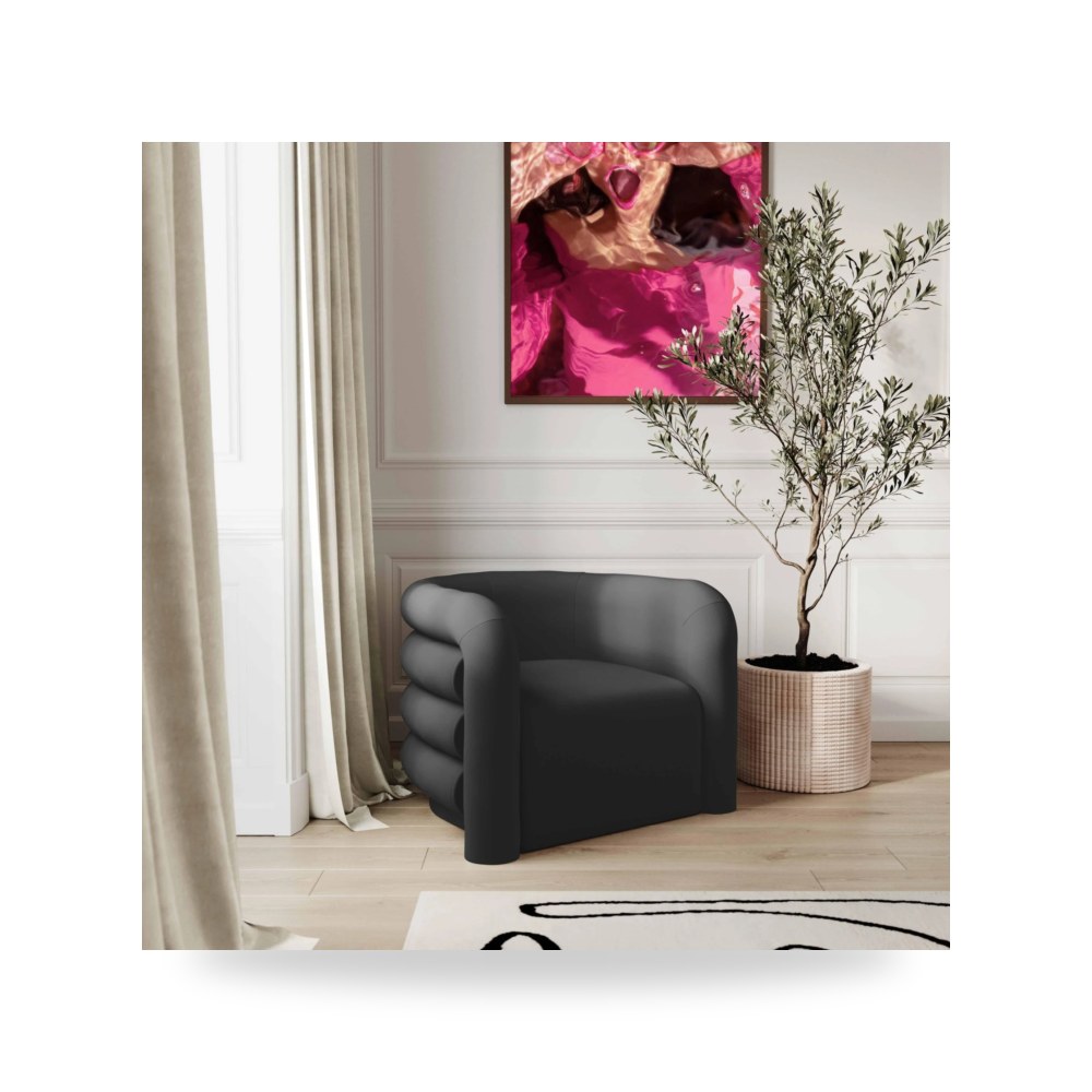 كرسي جلوس بتصميم أنيق - كرسي قطيفة أسود Curves Lounge TOV - من TOV Furniture