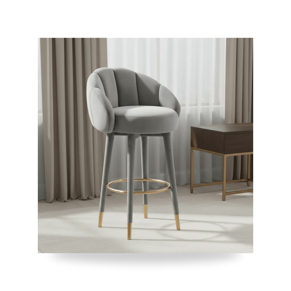 مقعد بار عالي فاخر - كرسي بار رمادي Myla Swivel TOV - من TOV Furniture - طراز TOV-D68242