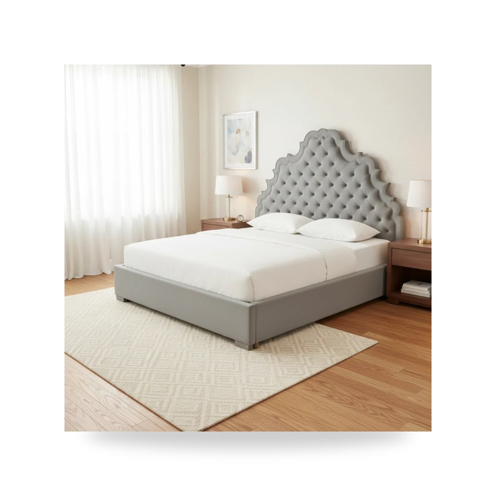 سرير قطيفة رمادي Carolina توف فيرنتشر TOV Furniture