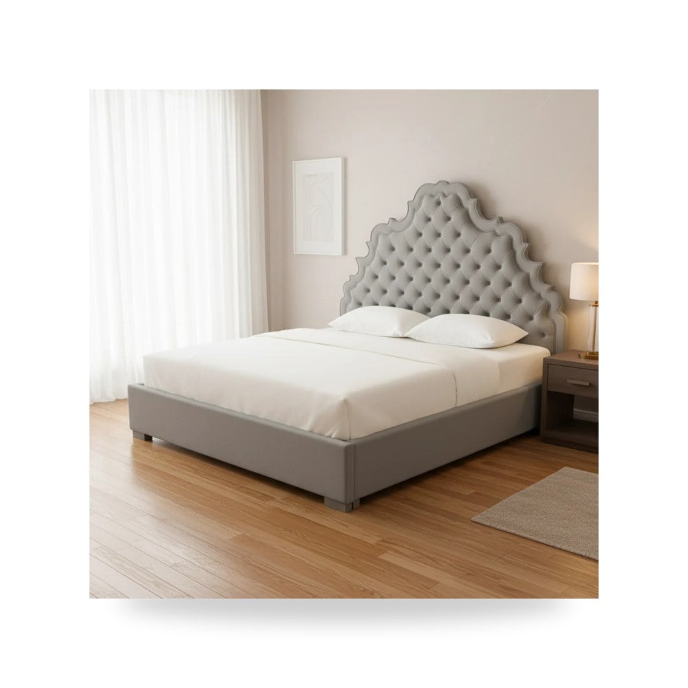 سرير قطيفة رمادي Carolina Queen توف فيرنتشر TOV Furniture
