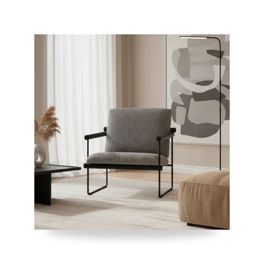 كرسي بذراعين فاخر - Alexandru Grey Accent Chair - طراز WR0802-0001-21