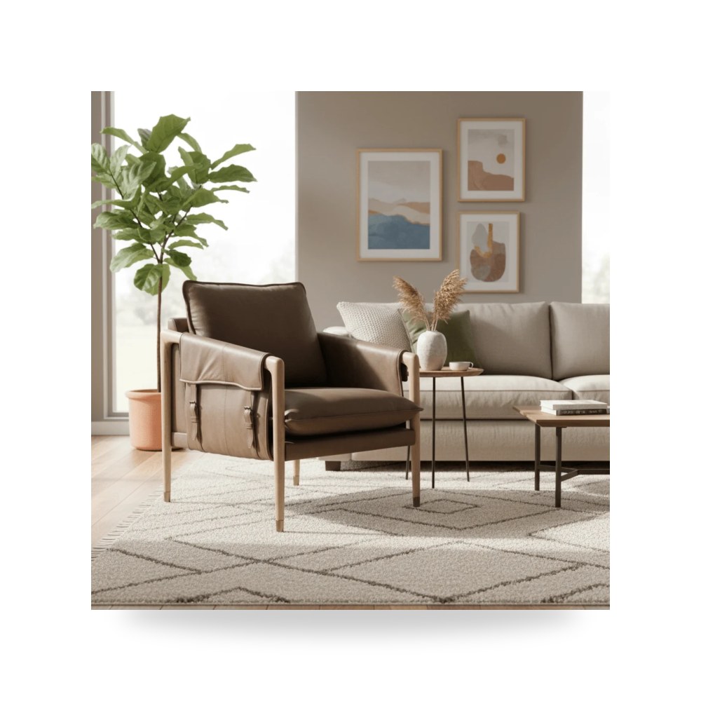 كرسي بذراعين فاخر - Marius Brown Accent Chair - طراز WR0802-0005-21