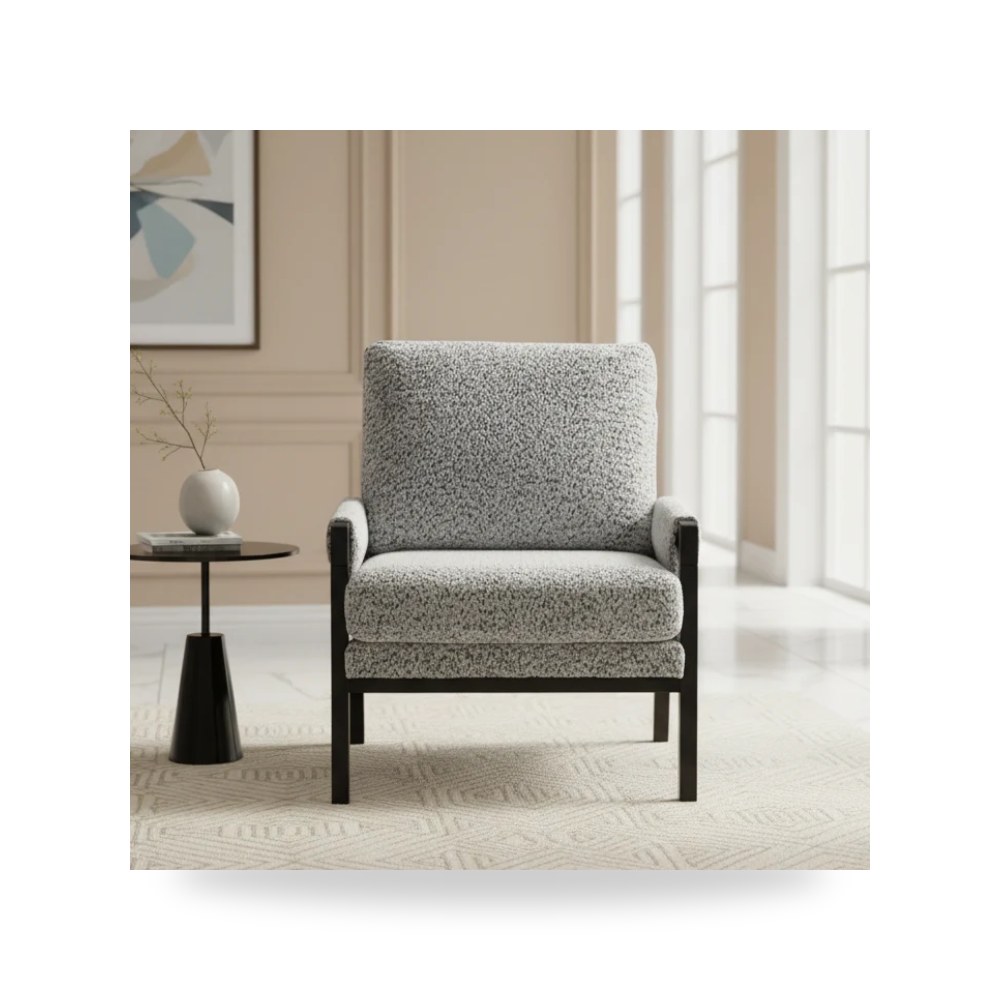 كرسي بذراعين فاخر - Atticus Grey Accent Chair - طراز WR0802-0017-21