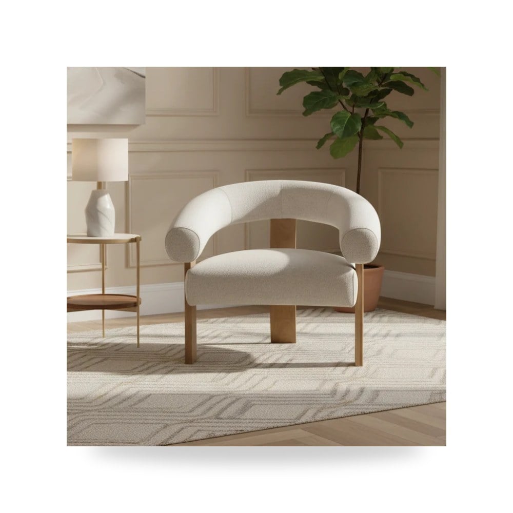 كرسي بذراعين فاخر - Deacon Beige Accent Chair - طراز WR0802-0018-21