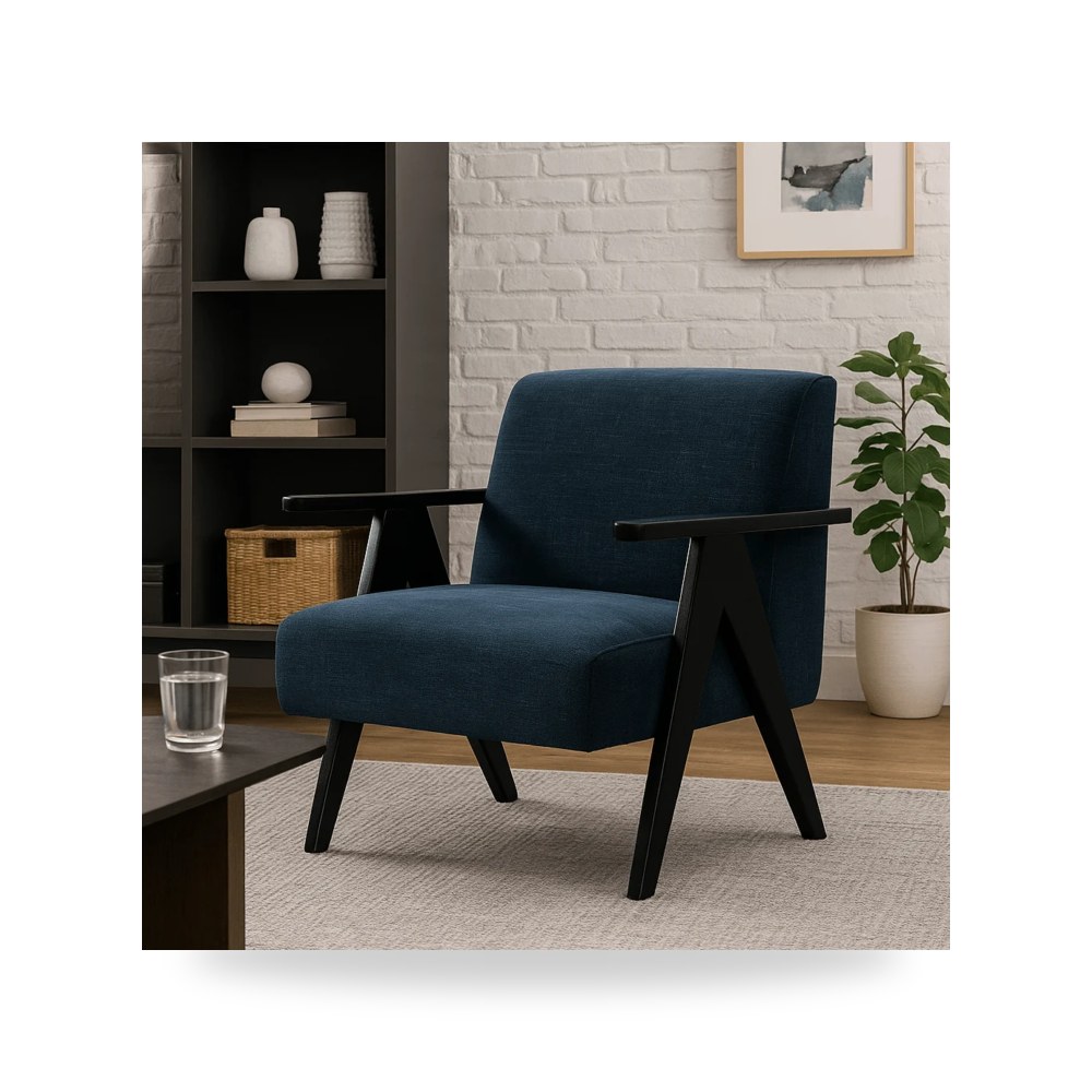 كرسي بذراعين فاخر - Cletus Blue Accent Chair - طراز WR0802-0016-21
