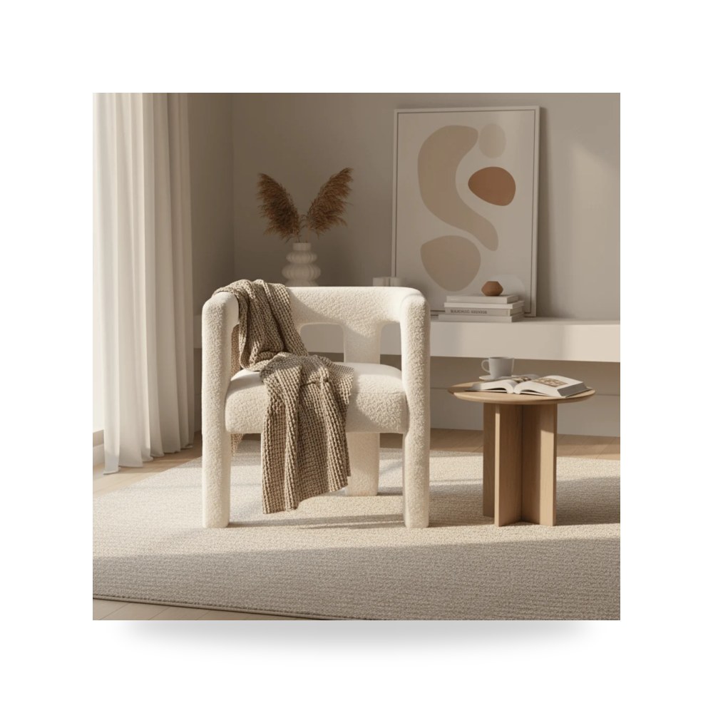 كرسي بذراعين فاخر - Penelope Ivory Accent Chair - طراز WR0802-0021-21