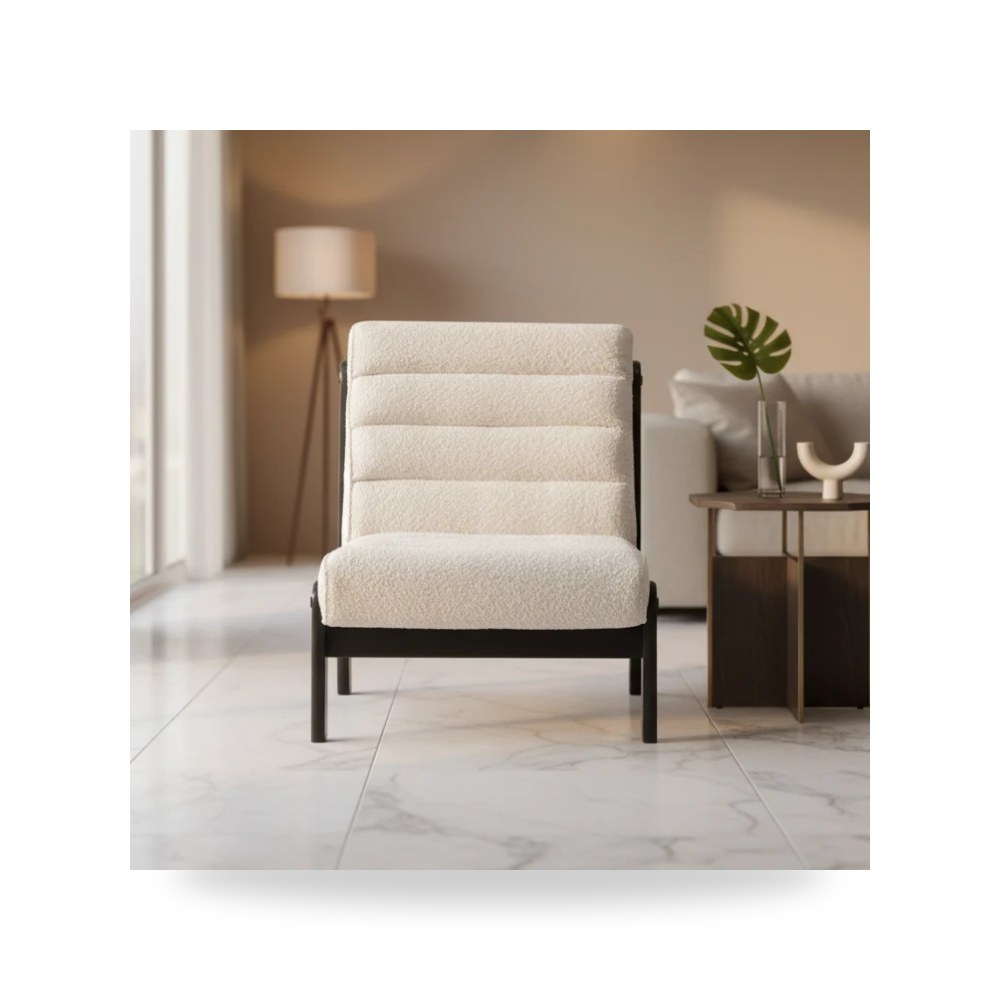 كرسي بذراعين فاخر - Cassandra Ivory Accent Chair