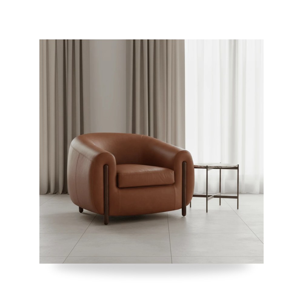 كرسي استرخاء مفرد Grace Leather (96Cm) 96Cمتر بني روتس موديل ZHA0421