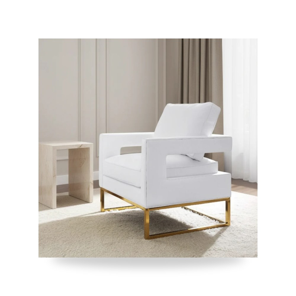 كرسي جلوس بتصميم أنيق - كرسي جلد أبيض Avery TOV معتمد - من TOV Furniture - طراز TOV-A111