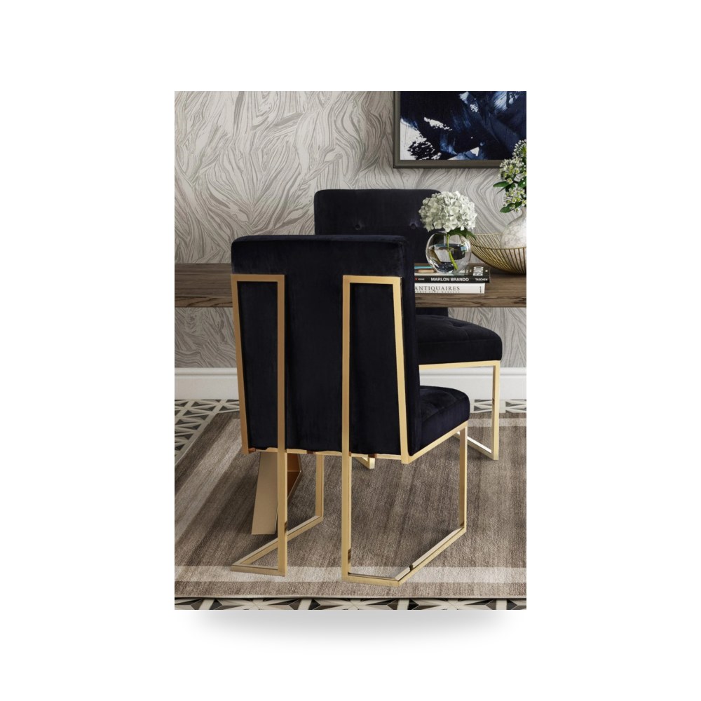 كرسي جلوس بتصميم أنيق - كرسي قطيفة أسود AKIKO TOV - من TOV Furniture - طراز TOV-D2052