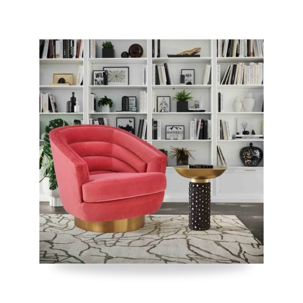 كرسي جلوس بتصميم أنيق - كرسي قطيفة وردي TOV معتمد - من TOV Furniture - طراز TOV-S6405