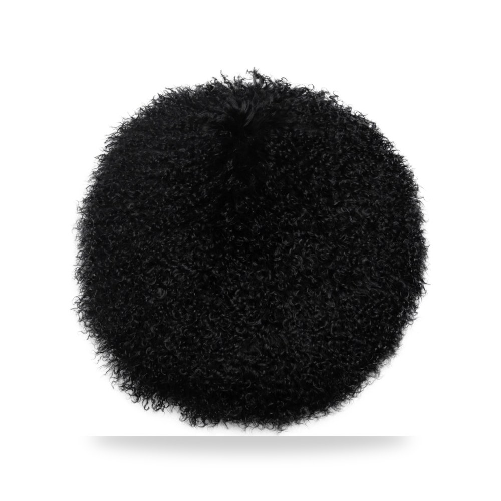 وسادة نوم مريحة - New Zealand Black Sheepskin 16 Round Pillow - من TOV Furniture - طراز