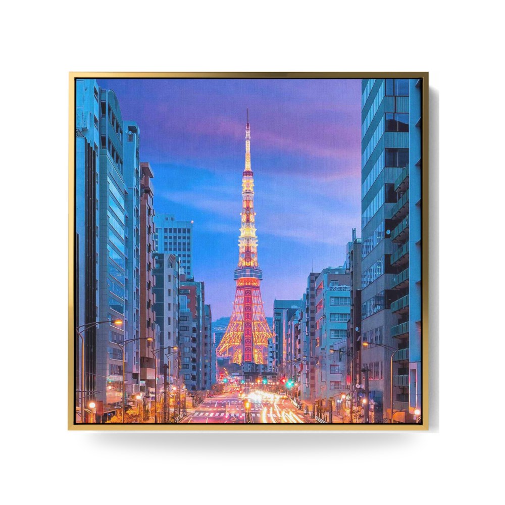 لوحة جدارية كانفس مربعات هندسية ذهبي LOWHA