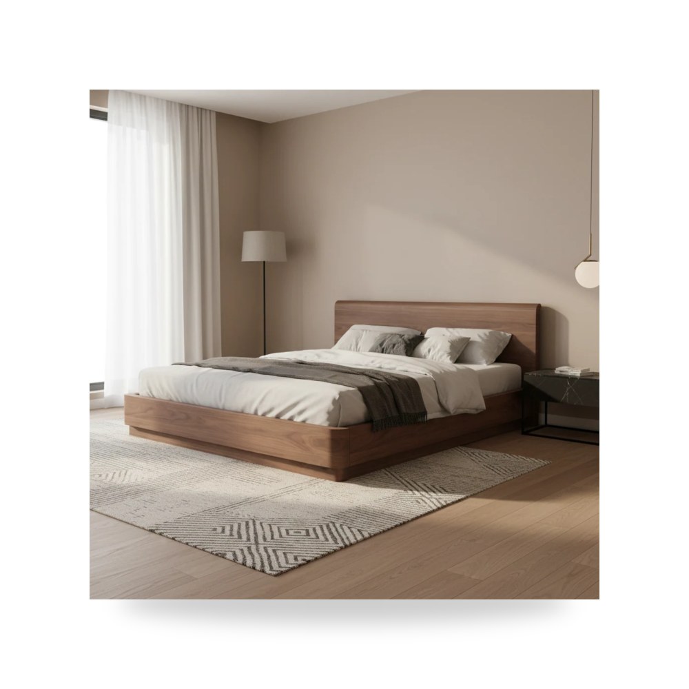 سرير نوم فاخر - سرير جوز Round Off Moes معتمد - من Moe's Home - طراز YR-1006-03