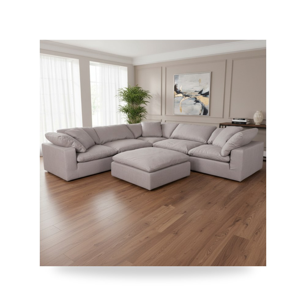 كراسي ومقاعد فاخرة - أريكة زاوية قماش رمادي Modular Livesmart - من Moe's Home